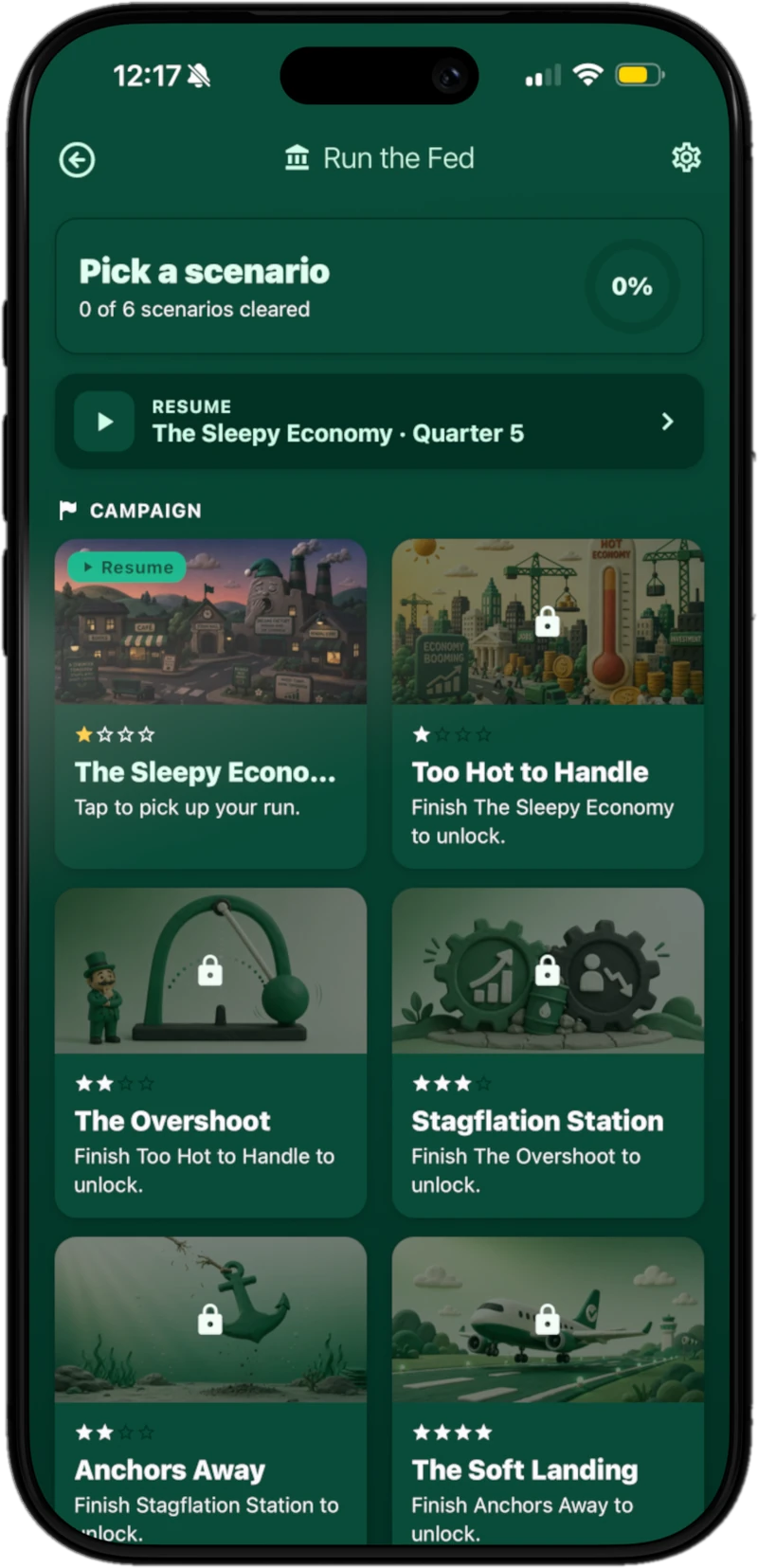 Run the Fed scenario select screen with campaign scenarios to play