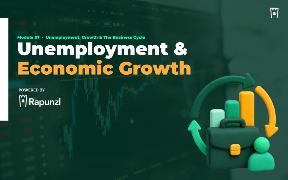 Unemployment & Economic Growth cover graphic for the Rapunzl economics curriculum